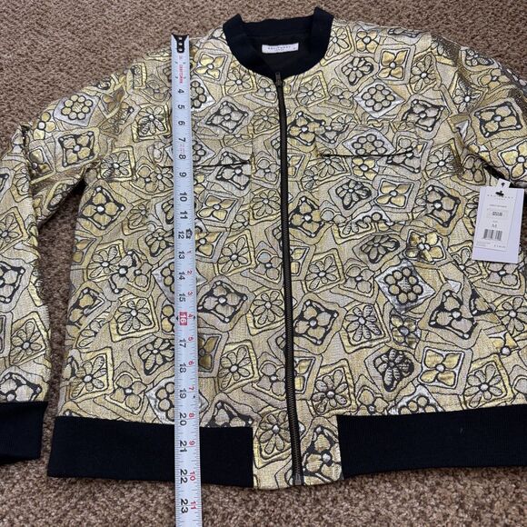 NWT Equipment Abbot Gold Metallic Jacquard Bomber Jacket Womens M - Picture 7 of 8